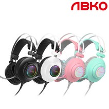 앱코 N550 ENC 가상 7.1 RGB 진동 노이즈 캔슬링 마이크 3D 초경량 게이밍 헤드셋, 민트
