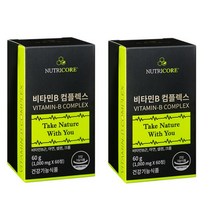 뉴트리코어 NCS 뉴트리코어 비타민B 컴플렉스비타민B1 B2 B6 B12 나이아신 판토텐산 엽산 셀레늄 아연 크롬 에너지 생성 대사 세포 혈액 생성 식 약 처 인증, 1 개, 2개