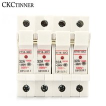 휴즈 퓨즈 1P RT18-32X AC ~ 380V 구리 퓨즈 홀더 10x38mm DIN 레일 장착 하단 어댑터, 04 4P_03 3A