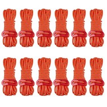 Azarxis 반사 나일론 코드 캠핑 텐트용 텐트 가이라인 파라코드 로프 야외 포장 15.2 m (50 피트) (블랙), 01 Orange - 12 Pack - Φ4mm