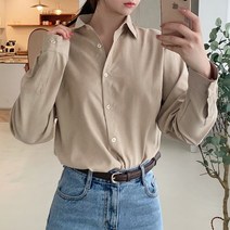 티데일리 여성용 스탠다드 베이직 라인 잔골 셔츠 무지 남방