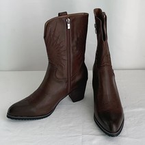 나나구두 스틸레토 자수 미들 웨스턴 부츠 6.5cm