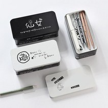 컴퓨터케이스 데스크상의케이스 미들타워케이스 주석 만화 귀여운 연필 케이스 더블 레이어 소녀 철 양철 금속 상자 사무실 문구 용품 데스크상의 스토리지 박스, random style