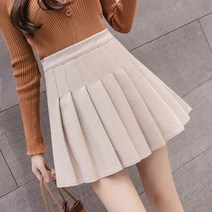 그레이 모직 가을 겨울 테니스 치마 플리츠 스커트 패션 코디 데일리룩 데이트룩