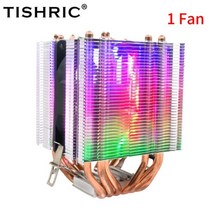 TISHRIC-2/4/6 히트 파이프 CPU 냉각 팬 RGB 조용한 라디에이터 4 핀 PWM 쿨러 인텔 LGA2011 115X 1700 775 X79 X99 AM3 AM4, 고정 컬러, Ryzen AM4 Socket, 1 Fan 6 Heat Pipes