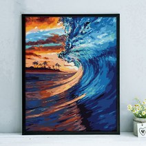 여름 풍경 유화 그리기세트 DIY 페인팅 취미 활동, D_40x50cm/프레임 없음(두께 2.5cm)