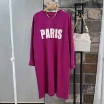 상상그이상 여성용 국내제작 파리스 원피스 부드러운 면 폴리 혼방 루즈핏 롱티셔츠