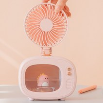 AKRUA 가습선풍기 탁상용 미스트 선풍기 가습기 무드등 냉풍기 써큘레이터 미스트선풍기 usb선풍기 소형선풍기저소음 탁상선풍기 소형선풍기, 핑크 공룡