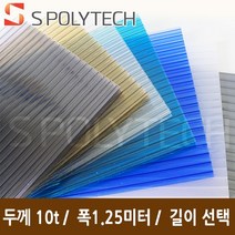 에스폴리텍 복층 렉산 평판 폴리카보네이트 두께 10T 폭 1.25미터 (길이재단무료), 폭1.25미터x길이8미터, 투명