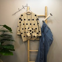 라임브릿지 도트 루즈핏 라운드 니트