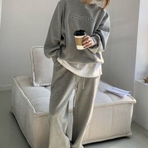 PU 세트 맨투맨 팬츠 캐주얼 코디룩