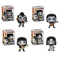 Funko KISS 야광 캣맨 데몬 스페이스맨 스타차일드 팝 락 피규어 번들 4개 독점 세트