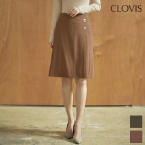 클라비스 부분 플리츠 모직 스커트 CVWH94V01M