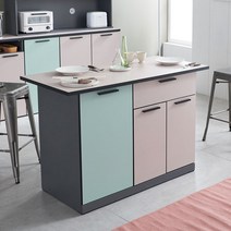 블랑누보 아이랜드 식탁 공간활용 홈카페 원룸 아일랜드 홈바 수납장 조리대 인테리어, 믹스(상판핑크)_홈바1200