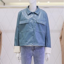 [밸리걸]배색 포인트 레더 자켓(275930)