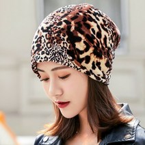 패션 여성 레오파드 보닛 여성 미소 모자 스카프 봄 가을 Beanies 힙합 Skullies 소녀를위한 부드러운 Slouchy 모자를 쓰고 있죠