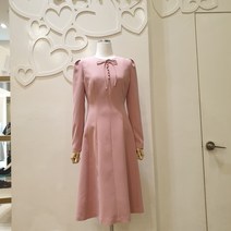 샤틴 라운드넥 리본 플레어 원피스