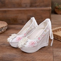 굽높은 한복신발 여성 꽃신 키높이 신발 의상 스타일 슬로프 단일 스타일 스타일 활 오래된 천 하이힐