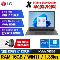 LG 그램 15인치 16인치 17인치 i5 i7 512GB 16G 일반 2IN1터치스크린 15U70P 16T90Q 17Z90Q 노트북 윈도우포함, 블랙, 코어i7, 16GB, WIN11 Home