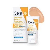 SPF 30 함유 CeraVe 틴티드 선스크린 징크옥사이드와 이산화티타늄이 함유 하이드레이팅 미네랄 선스크린 한 쉬어 틴트 1.7 유체 온스
