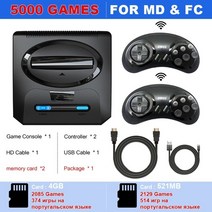 nes tv 게임용 4000+에 내장된 sega 메가 드라이브 16비트 게임 스틱용 무선 연결 기능이 있는 레트로 비디오 게임 콘솔, 5000 무선 RU
