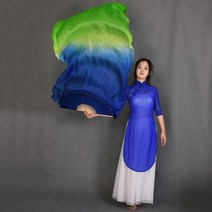 사용자 정의 1 쌍 (왼쪽 오른쪽) 100% 진짜 실크 밸리 댄스 팬 베일 1.8m 대원목 여성 판매 중 너슬 부채, Option10