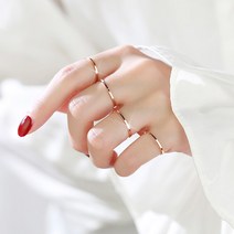 라넌스타일 써지컬스틸 로즈골드 실버 레이어드 실반지
