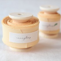 원단 쉬폰 청첩장 노란 리본 2.5cm / 선물 포장 리본 공예, 10yd