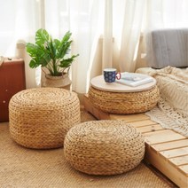 해초푸프 원형 라탄푸프 아이방 감성의자 발스툴 발받침 보조소파 수툴, D50H15