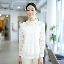 모슬린 엄마옷 레이스 반폴라 긴팔 티셔츠 ETP301032 마담 미시옷 중년여성의류 빅사이즈 50대 60대여성옷