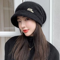 [겨울시즌] FW 미시 앙고라 큐빅 챙 비니 S1517 많이 찾는 상품, 블랙