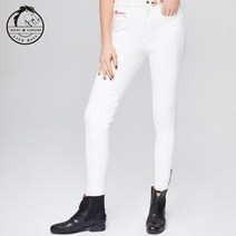 승마 바지 승마복 블랙 라이즈 무릎 패치 성능 꽉 바지 자수 로고 안티 마모 흰색 바지, 하얀, 3. 4