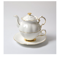 본차이나 웨딩 골드림 티포트 350ml + 찻잔 150ml + 찻잔받침 세트, 혼합색상, 10세트