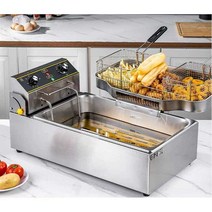 업소용튀김기 핫도그 전기 감자 대용량 치킨 통닭, 20L 타이머 + 거치대