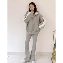 퍼니걸스 3671 기모 더블 배색 후드 집업 부츠컷 트레이닝 세트 여성의류