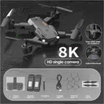 입문용드론 듀얼 렌즈 드론 8k 프로페셔널 카메라 포함 미니 쿼드콥터 장애물 회피 항공 원격 제어 장난감, [04] Black Single Camer2B