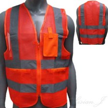 신호수 안전조끼 주황색 자원봉사자조끼 야광안전조끼 건설현장조끼, XL