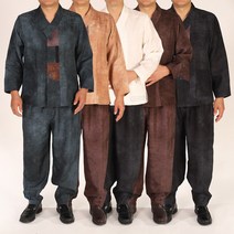 남성 생활 개량 여름 전통 한복 인견 내림깃 빈티지 배색 저고리 바지 한 벌 판매 예절복 행사복 실내복 아빠옷 아빠 한복