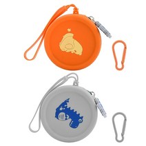 CALIDAKA 소형 휴대용 실리콘 강아지 간식 파우치 2개 카라비너 2개 재사용 가능한 개 간식 용기 개 간식 가방 간식 파우치 애완 동물 훈련 반려동물 산책 가방 개 및 고, Grey+orange