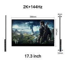 포터블 서브 터치 휴대용 모니터 17.3 인치 2k 144hz 스크린 2560x1440p 1ms freesync 게임 ips 스크린 디스플레이 pc 노트북 xbox ps45, 17.3 2k 144hz, 영국 플러그