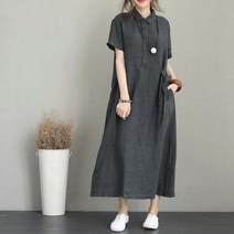 여성 린넨 카라 원피스 카키 블랙 차 콜