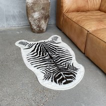 지브라 발매트 에코 인조 밍크 퍼매트 송치 러그 비정형 카페트 프린팅 100x67cm