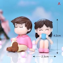 미니어처 2개 세트 미니 소년 소녀 모델 인형 웨딩 커플 홈 가든 장식 장난감 diy 선물, 비산재