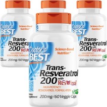 닥터스베스트 트랜스-레스베라트롤 200mg 베지 캡 글루텐 프리 비건, 60개입, 4개, 60정