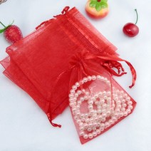 웨딩 크리스마스 생일 선물 포장 50 개/몫 Organza 가방 쥬얼리 Tulle Drawstring, [06] 13x18cm, [19] 빨간