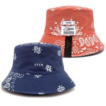 [천삼백케이] [스티그마] 23SS PAISLEY REVERSIBLE BUCKET HAT( NAVY ORANGE )