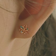 14k 아레아 천연 블루다이아 귀걸이