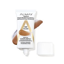 Almay의 안티에이징 파운데이션 스마트 쉐이드 페이스 메이크업 히알루론산 나이아신아미드 비타민 C 및 E 함유 저자극성 무향 500 골든 29.6ml(1 액량 온스 (1팩
