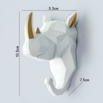 북유럽 동물 행잉 코트 후크 1 개 월 펀치 프리 사슴 머리 키 행거 홈 스토리지, White rhino