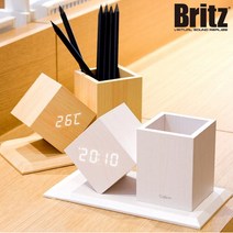 브리츠 콜튼 BZ-EW547 펜꽂이 LED 탁상 연필꽂이 디지털 알람 시계 선물, 화이트